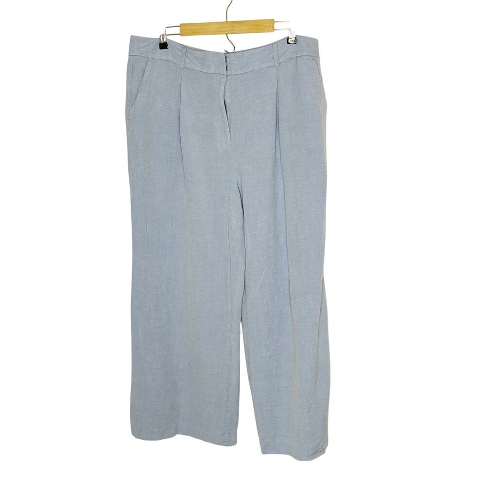 LOFT Light Blue Linen Viscose Wide Leg Pants Womens 16